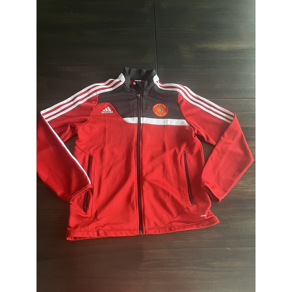 Adidas ClimaCool Track Jacket Youth L Red Black White 3-Stripe Full Zip